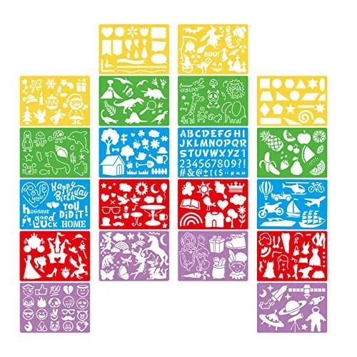 Stück Zeichenschablone,Wiederverwendbar Kunststoff Weihnachten Schablone,Kinder Malschablonen Set für Scrapbooking Bullet Journal DIY Geschenkkarten 20