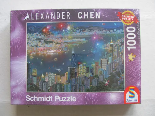 Alexander Chen - Feuerwerk über Hongkong - Schmidt Puzzle - 1000 Teile