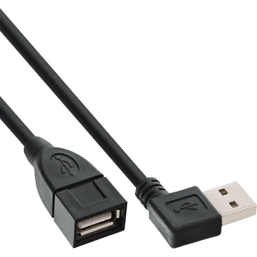 InLine® Smart USB 2.0 Verlängerung gewinkelt Stecker zu Buchse Typ A schwarz 2m