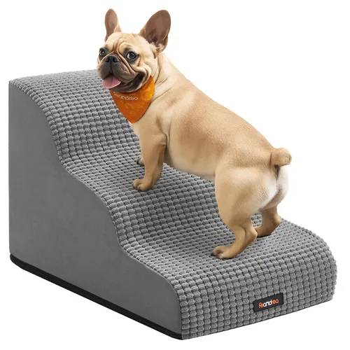Feandrea Hundetreppe, 3 Stufen, Waffelcord, Taubengrau