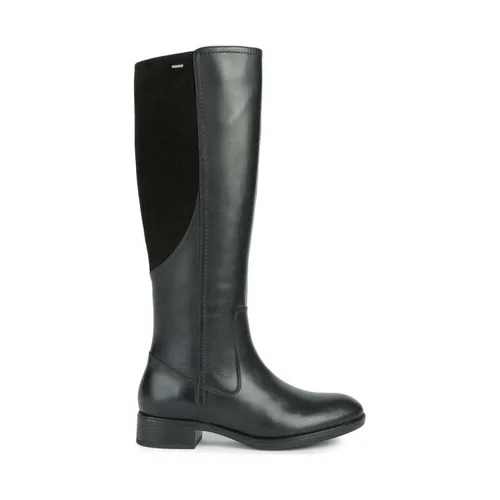Geox Leder Stiefel Schwarz 38 EU - Elegante Geox Stiefel in Größe 38, aus hochwertigem Leder mit praktischem Reißverschluss. Ideal für den Alltag, mit bequemem Blockabsatz und stylischem Design.