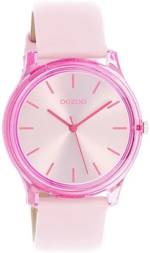 OOZOO Quarzuhr C11138 – Stilvolle Damenuhr mit Lederarmband - Armbanduhren, spritzwassergeschützt und mit elegantem rosa Zifferblatt. Perfekt für den Alltag und besondere Anlässe.