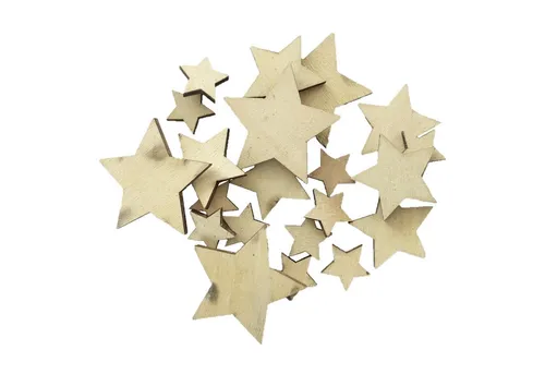 Gasper Streudeko HOLZ-DEKOSTREU STERN 20 Teile. Ca 7/5/3cm.