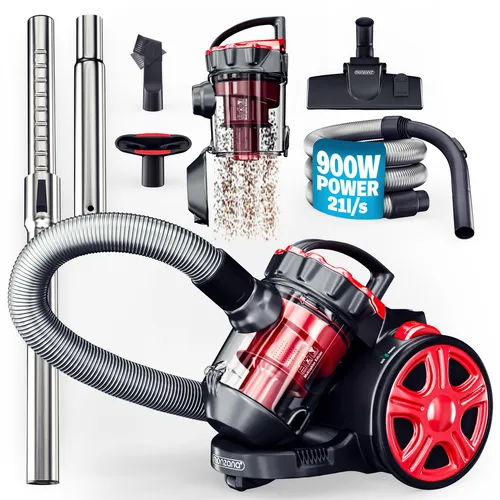 Monzana Zyklon Staubsauger Beutellos 900 Watt - Hochleistungs-Bodenstaubsauger mit HEPA-Filter, ideal für Tierhaare und Allergiker, inklusive vielseitigem Zubehör