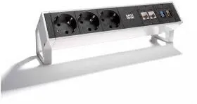 Bachmann 902.302 Steckdosenleiste 3-fach Weiß mit Schutzkontakt - Steckdosen & Zubehör – Flexible 3-fach Steckdosenleiste aus Aluminium, ideal für Büro und Home-Office, platzsparend und mit hochwertiger Verarbeitung.