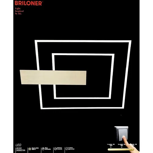 Briloner Leuchten NICO DUO Deckenleuchte - Moderne Deckenlampe 25W dimmbar mit 3000lm und warmem Licht (3000K) – ideal für stilvolle Wohnzimmergestaltung.