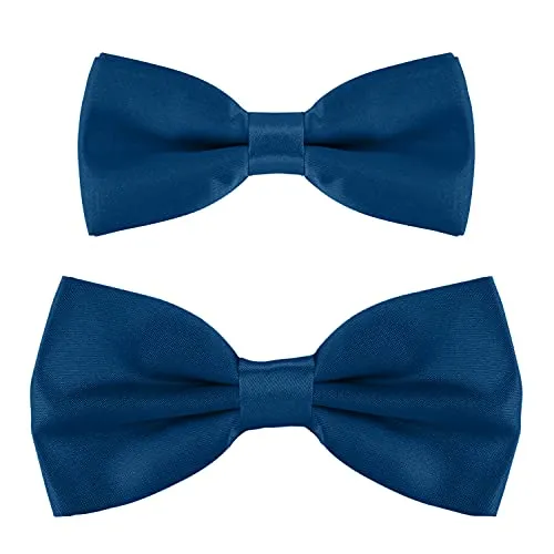 DonDon Vater-Sohn Fliegen Set im Partnerlook, bereits gebunden und verstellbar - Dunkelblau