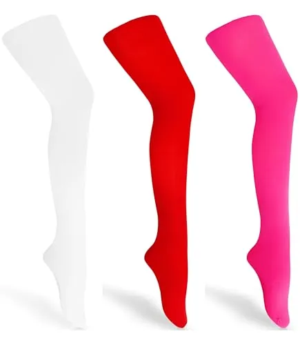 Merry Style Feinstrumpfhose Mädchen Kinder Strumpfhose Balletkleidung Mädchen Microfaser 60 DEN WLSS001 (Weiß/Rot/Neon Rosa, 140-146)