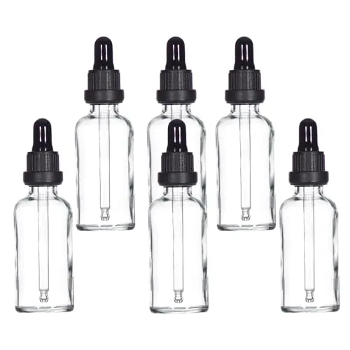 YIZHAO Pipettenflasche 50ml Klar, Apothekerflasche mit Pipette Glas, für Ätherisches Öl, Aromatherapie, Massage, Düfte, Labor, Kosmetik, Reisen – 6 Pcs