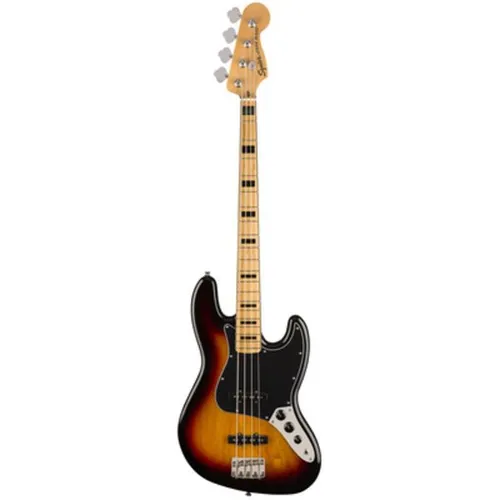 Squier CV 70s Jazz Bass MN 3TS - Bassgitarre im Vintage-Stil mit 3-Color Sunburst-Finish, ideal für Jazz und Rock, ausgestattet mit Fender Designed Alnico Tonabnehmern für einen warmen, authentischen Klang.