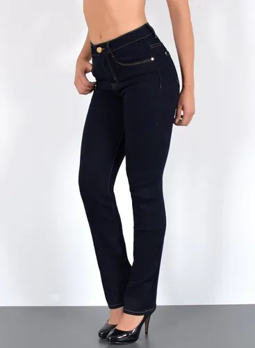 ESRA Damen Straight-Jeans mit hohem Bund - Die ESRA Damen Straight-Jeans überzeugt mit hohem Hosenbund und geradem Bein. Ideal für jeden Anlass, von Business bis Freizeit, bietet sie dank Elasthan perfekten Sitz und hohen Tragekomfort. Erhältlich bis Übergröße.