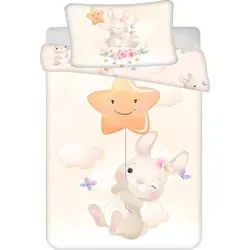 Jerry Fabrics Babybettwäsche Bunny Star Baby 100 x 135 + 40x60 cm 100% Baumwolle - Beige