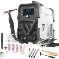 STAHLWERK Schweißgerät 3 in 1 AC/DC WIG 200 ST Digital - Vielseitiges Schweißgerät für WIG, MMA und Clean-Modus. Ideal für präzise Schweißarbeiten, mit hochwertigem Zubehör und einfacher Handhabung.