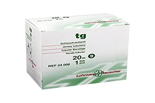 Lohmann Rauscher tg Schlauchverband Größe 9 - 8,5 cm x 20 m, ideal für hautnahe Anwendungen an Oberschenkel, Kopf und Achselhöhle