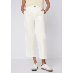 Street One Studio Damen Straight Leg Hose, Off White, 44W x 28L - Damen-Hosen im Casual Fit mit High Waist und Straight Legs, perfekt für lässige Outfits. Elastischer Bund hinten für optimalen Tragekomfort.