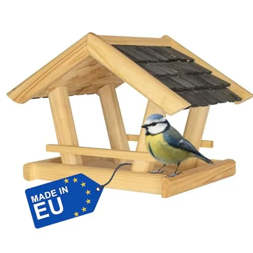 ITA Vogelfutterhaus Glück 36x25x26 cm aus Holz - Vogelhaus für Garten, Terrasse, Balkon - Vogelfutterspender für Wildvögel - Wetterfest, Stabil, Robust - Direkt vom Hersteller - EU Produkt