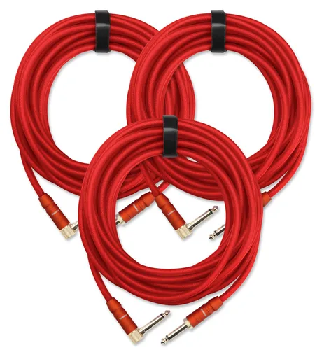 Pronomic Trendline INST-6R Instrumentenkabel 6m rot 3x Set - HiFi-Kabel im 3er Set, ideal für Musiker. Hochwertige Stecker, trittsicherer Kunststoffmantel und leuchtendes Neonrot sorgen für optimale Leistung und Sichtbarkeit.