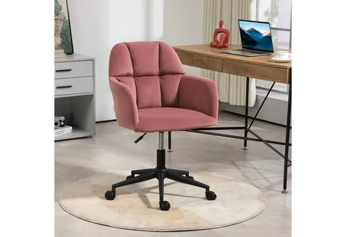 HOMCOM Höhenverstellbarer Bürostuhl mit Samtoptik in pink von Vinsetto