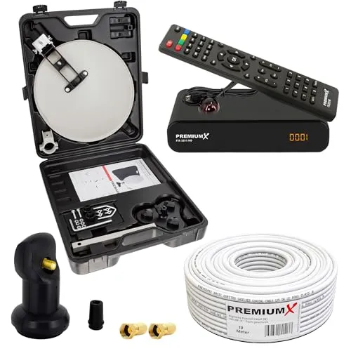 PremiumX Camping SAT Anlage HD TV mit Receiver und Zubehör