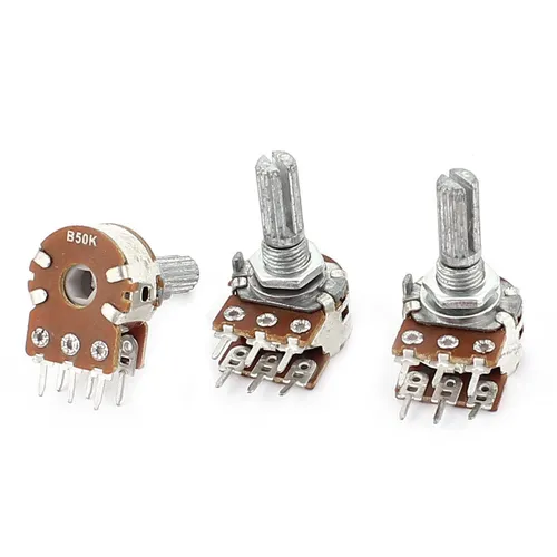 3Stk B50K 50K Ohm 6mm Rändelschraube Schaft Doppel Lineare Potentiometer