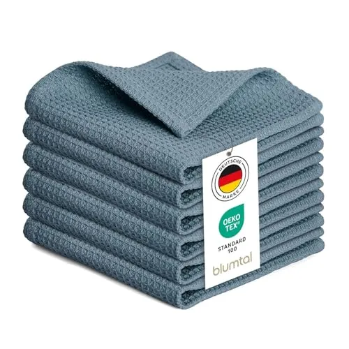 Blumtal® Geschirrtücher 30x30 cm im 6er Set - Geschirrtücher Baumwolle 100% - Küchentücher bei 60 °C waschbar - Küchentuch - Putzlappen Baumwolle - Spüllappen waschbar - Abtrockentücher Küche in blau