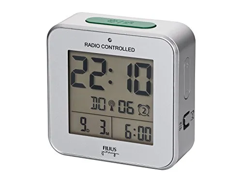 Filius 0531-19 Funk-Wecker Digital - Digital-Funkwecker mit präziser DCF 77 Funktechnologie, 2 Weckzeiten, Snooze-Funktion und Nacht-Licht-Sensor – ideal für einen entspannten Start in den Tag.