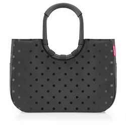 reisenthel Umhängetasche loopshopper L Glossy Dots Black - Einkaufstaschen & Einkaufstrolleys – elegante und nachhaltige Umhängetasche mit 25L Stauraum, ideal für Einkäufe und Freizeit, leicht und praktisch mit Innentasche für Wertsachen.