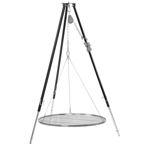 BBQ-Toro Dreibein Grill mit 80 cm Grillrost – Schwarz - Grillstellen für Outdoor-Küche, höhenverstellbar und robustes Eisen für unvergessliche Grillabende mit viel Platz für köstliches Grillgut.