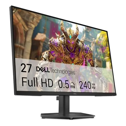 Dell 27 Gaming Monitor - SE2726HG, Full HD, 240Hz - Erleben Sie flüssiges Gaming mit dem 27-Zoll-Full-HD-Monitor. 240 Hz Bildwiederholrate und 0,5 ms Reaktionszeit bieten scharfe Details und reaktionsschnelles Spielvergnügen. Mit AMD FreeSync für ein ruckfreies Erlebnis.