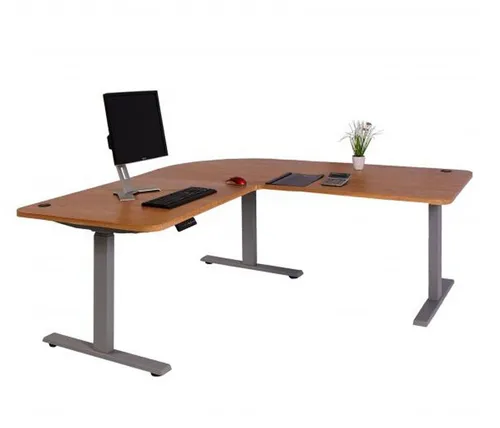 Mendler Eckschreibtisch D40, elektrisch höhenverstellbar 178 x 178 cm - Kinderschreibtisch mit Memory-Funktion für individuelle Arbeitshöhen. Bietet durch das design ohne Querstange mehr Beinfreiheit und Platz für Rollcontainer.