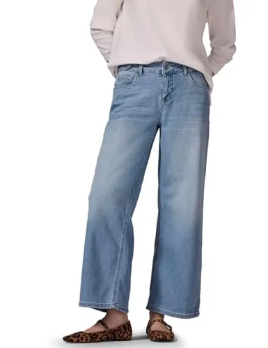STREET ONE STUDIO Damen F378925 Jeans, Light Blue Wash, 33 - Jeans im Casual Fit mit Mid Waist und Wide Legs, hellblaue Denim-Waschung für einen modernen Look, perfekt für jeden Anlass.
