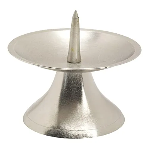 NKlaus Scheibenleuchter Ø9cm Messing vernickelt Kerzenleuchter Altarleuchter mit Dorn 10724