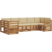 vidaXL Sofagarnituren 7 pcs Natur und Beige Massivholz Akazie - Modulares Outdoor-Sofa-Set aus robustem Akazienholz. Ideal für Garten, Terrasse oder Pool, bietet es Flexibilität und elegantes Design für jeden Anlass. Pflegeleicht und witterungsbeständig, perfekt für entspannte Stunden im Freien.