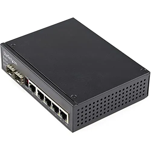 StarTech.com Industrieller 5-Port-Gigabit-Ethernet-Schalter, 5 PoE + 2 SFP