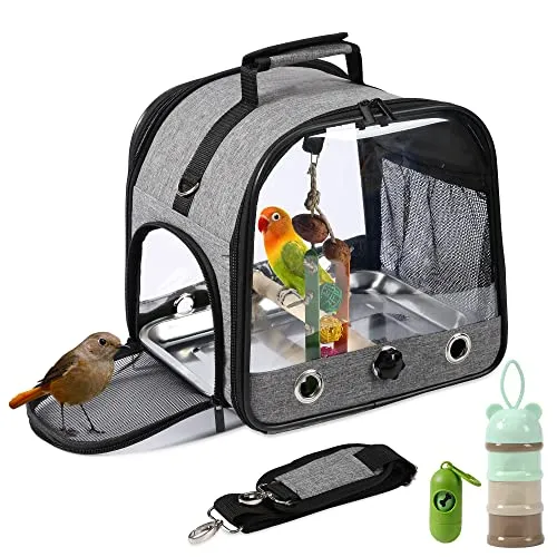 Suertree Vogel Transportbehälter - Tragbare Vogelträger Reisetasche - Transportbehälter für Vögel mit transparentem Design für optimale Sicht und Belüftung. Ideal für Sittiche und kleine Papageien, sorgt für Sicherheit und Komfort unterwegs.