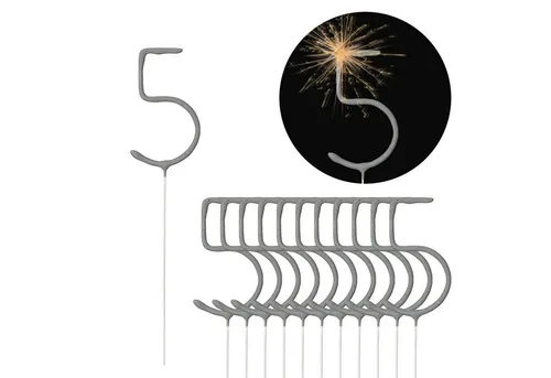 CEPEWA Geburtstagskerze Wunderkerze Zahl Fünf 12er Set Brenndauer 40-45 sek. Sternsprüher