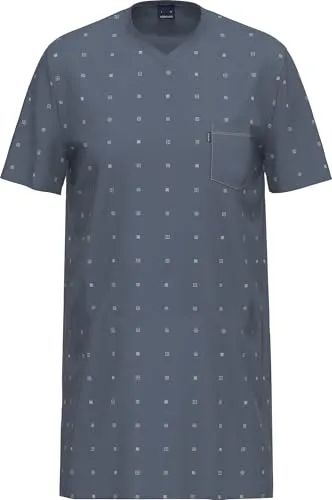 Ammann Herren-Nachthemd Single-Jersey blau Größe 50 - Schlafanzugoberteile für Herren, aus 100% Baumwolle, pflegeleicht, waschbar bis 60°C und ideal für gemütliche Nächte.