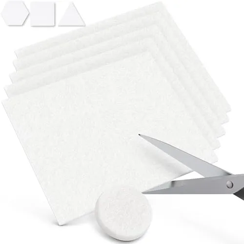 Filzada® Filzgleiter Selbstklebend zum Zuschneiden [5 Stück 20x20 cm] - Weiß - Inkl. 64x Stuhlgleiter Rund Ø20mm - Filz Möbelgleiter für individuellen Zuschnitt mit EXTRA Klebekraft