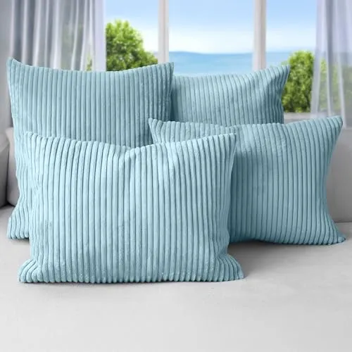 Amilian Dekokissen 4er Set mit Füllung – Sofakissen Set 2x 45x45 cm & 2x 35x45 cm