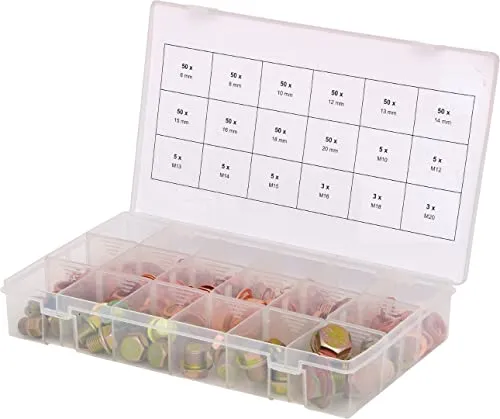 KS Tools Sortiment Ölwannenschrauben und -dichtringe, 534-teilig - Schrauben M10