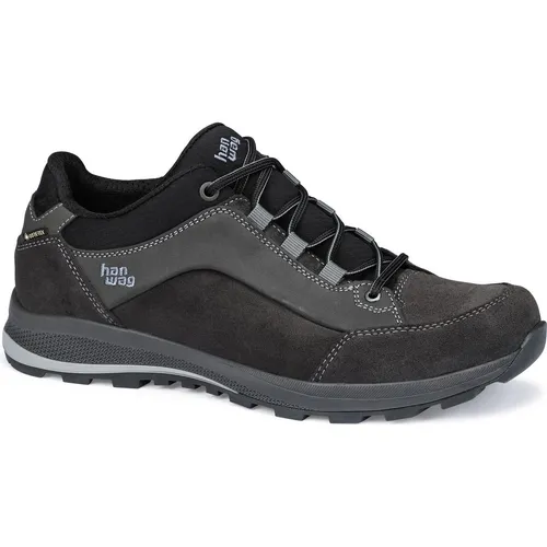 Hanwag Herren Outdoorschuhe Banks Low GTX Grau 41,5 - Wanderschuhe mit GORE-TEX für dauerhafte Wasserdichtigkeit und Atmungsaktivität. Die gepolsterte Innensohle und die Endurance Hike-Sohle sorgen für Komfort und sicheren Halt bei Outdoor-Aktivitäten.