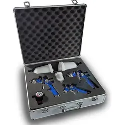 BITUXX® HVLP Lackierpistolen 3er Set - Effiziente Farbsprühpistolen - Farbspritzpistolen Set mit hoher Übertragungsrate und niedrigem Spritznebel. Sparen Sie bis zu 30% Lackmaterial durch HVLP-Technik und genießen Sie einfache Reinigung dank zerlegbarer Düsen.