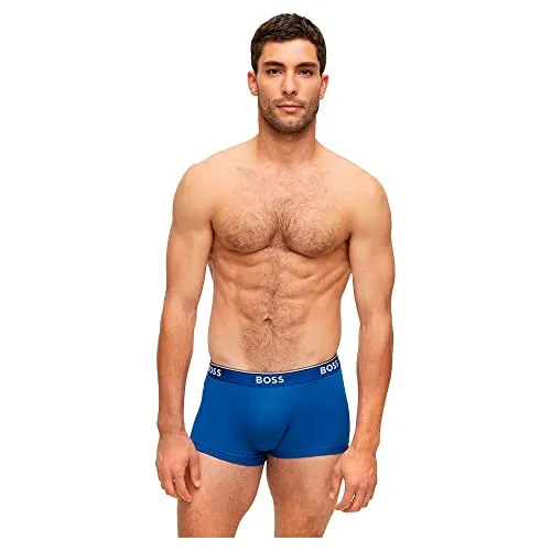 HUGO BOSS Herren Trunk 3p Co/EL Boxershorts - Open Blue 487, XL - Retroshorts für Herren mit angenehmem Tragegefühl, weicher Haptik und atmungsaktivem Material für optimalen Komfort.