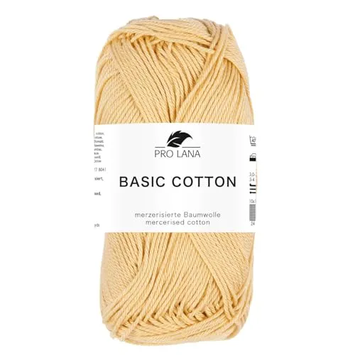 Pro Lana BASIC COTTON Baumwollgarn 50 g ideal für Kleidung, Spielzeug, Accessoires 125 m, Farbe:220 - honig