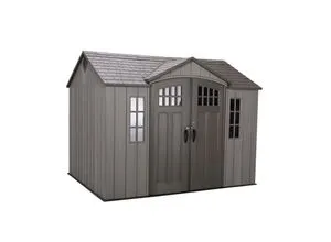 Ambia Garden Gerätehaus Dunkelgrau 305x244 cm - Wartungsfreies Kunststoff-Gerätehaus in Dunkelgrau, ideal für die sichere Aufbewahrung im Garten. Perfekt für Werkzeuge und Gartenaccessoires.