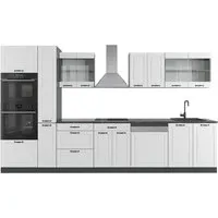 Vicco Küchenzeile R-Line 350 cm - Einbauküche Landhaus Anthrazit Weiß - Küchenzeilen mit hochwertigem Material für maximalen Komfort und Pflegeleichtigkeit. Variabel aufstellbar für individuelle Gestaltungsmöglichkeiten.