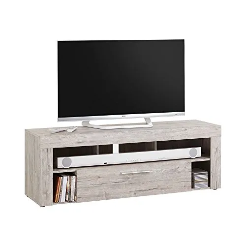 FMD Möbel Vibio 1 Lowboard - TV-Bank aus Spanplatte in Sandeiche, kratz- und stoßfest, ideal für modernes Wohnen – Pflegeleichte Oberfläche mit PEFC Zertifizierung.