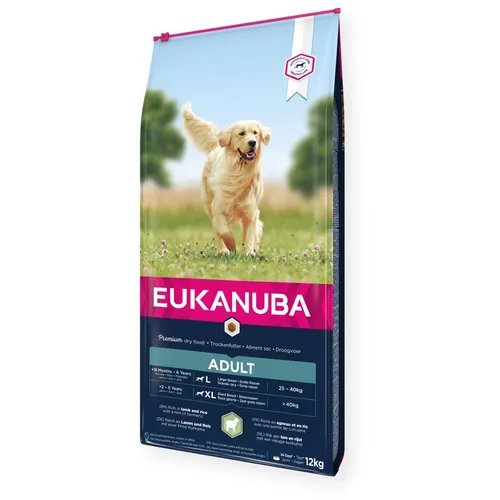 EUKANUBA Adult Large Breed Lamb&Rice 12kg - Hochwertiges Hundefutter - Hundefutter für große Rassen mit Lamm und Reis, fördert gesunde Muskulatur und vitales Leben.