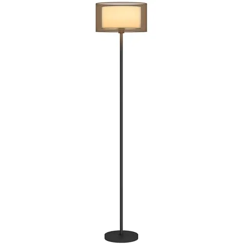HOMCOM Stehlampe mit E27 Fassung - Standleuchte mit elegantem zweifarbigem Lampenschirm, ideal für Wohnzimmer und Schlafzimmer. Komfortabler Fußschalter für einfache Bedienung und modernes Design, das jeden Raum bereichert.