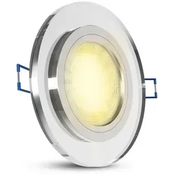 SSC-LUXon Glas Deckeneinbaustrahler LED ALINA in rund klar - mit LED GU10 6W warmweiß 230V - Einbaustrahler Deckenlampe Spot - Silber